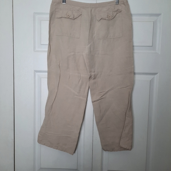 Ashley by 26 International Drawstring Beige Linen Pants Size Small - Picture 2 of 4